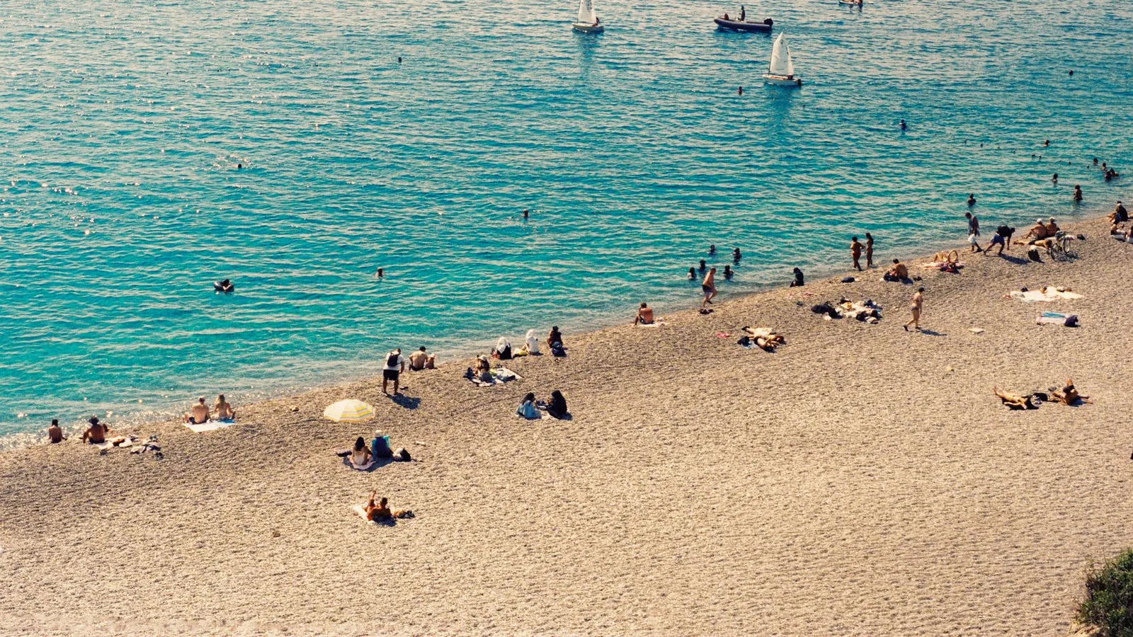 Sandy beach and turquoise sea on the Belek stretch of the Antalya coast