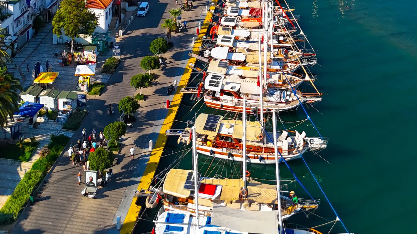 Aerial view of Bodrum marina and castle