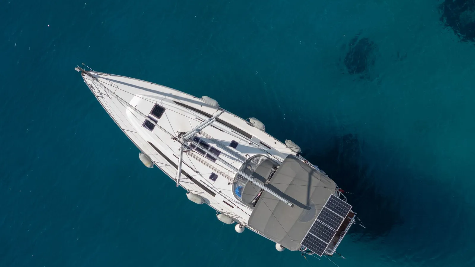 Yacht anchored in clear turquoise water off the Bodrum peninsula near Yalikavak