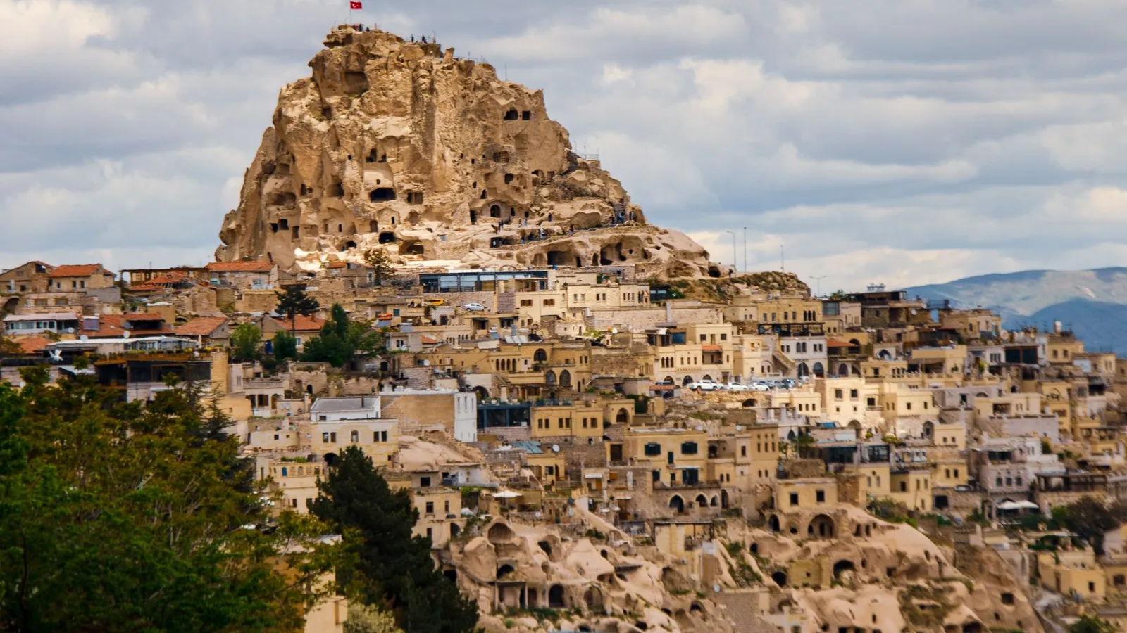 Uchisar castle rock and cave town near Urgup, Cappadocia