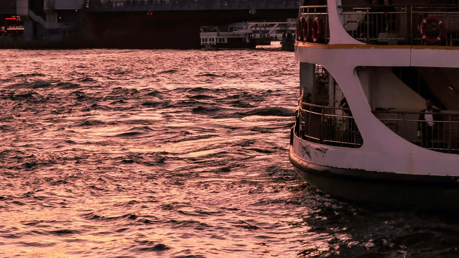 Ferry crossing the Bosphorus at sunset, Istanbul