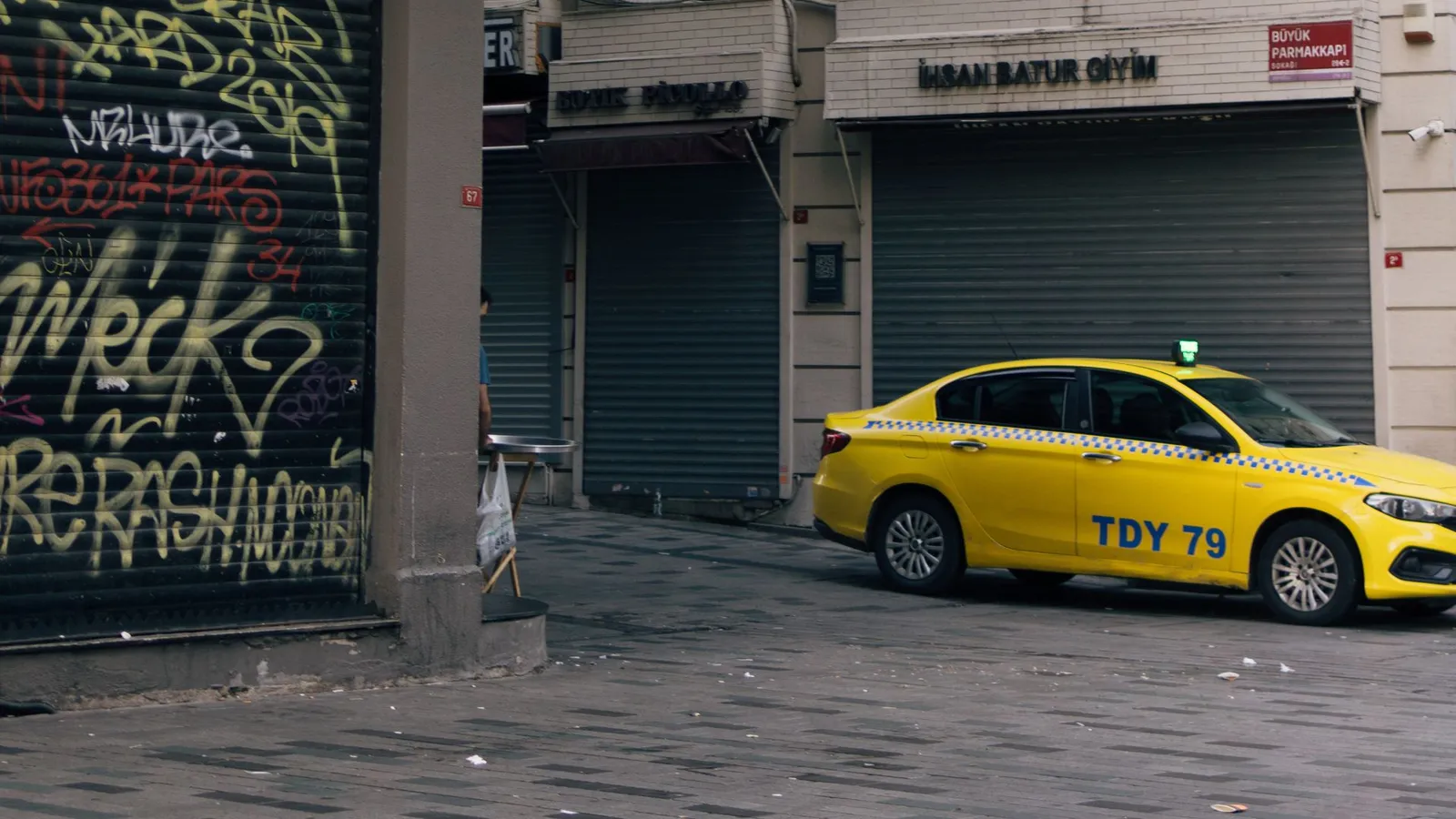 Yellow taxi on an Istanbul street
